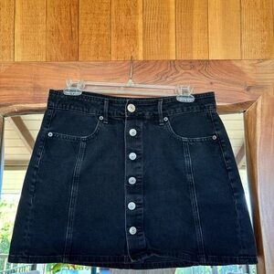 American Eagle black denim button up mini skirt